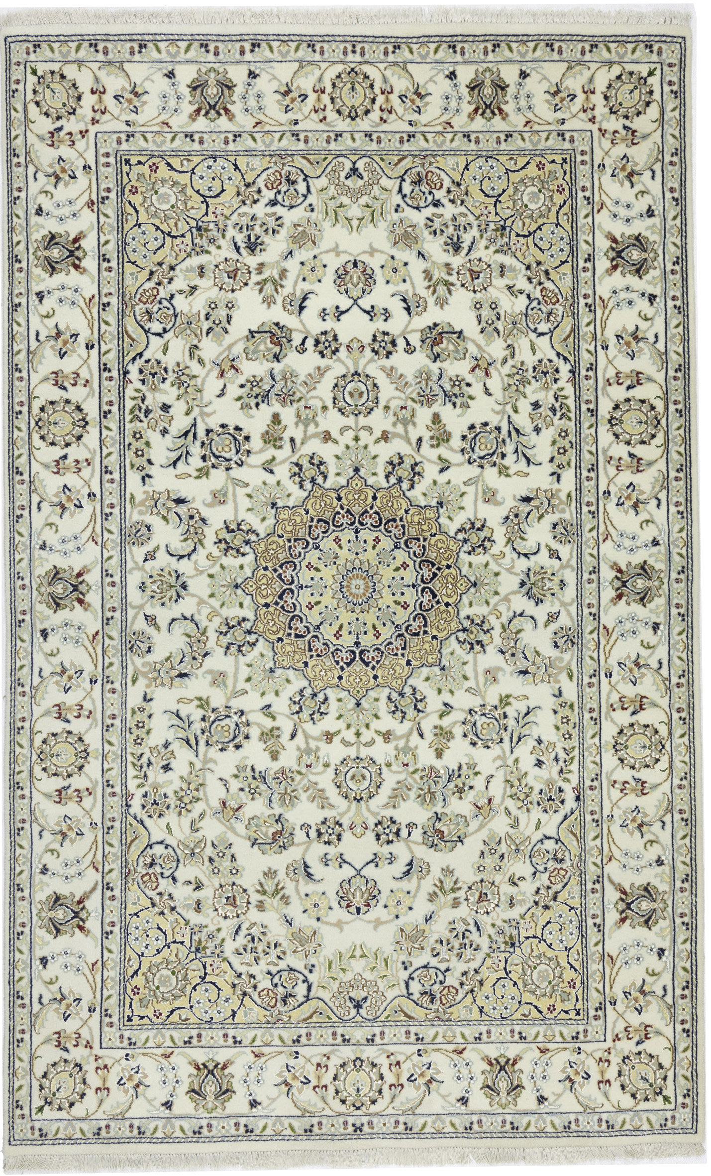 Canora Grey Markas Cream Traditional 6X6 Indo Nain Oriental Square Rug ...