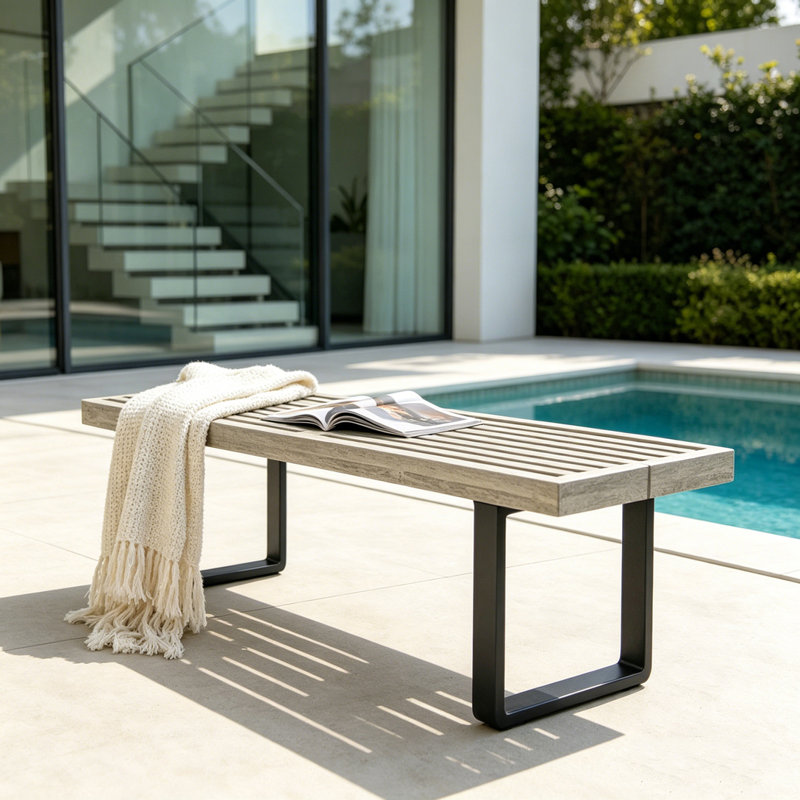 Banc de patio en bois d'acacia, Black+ Grey