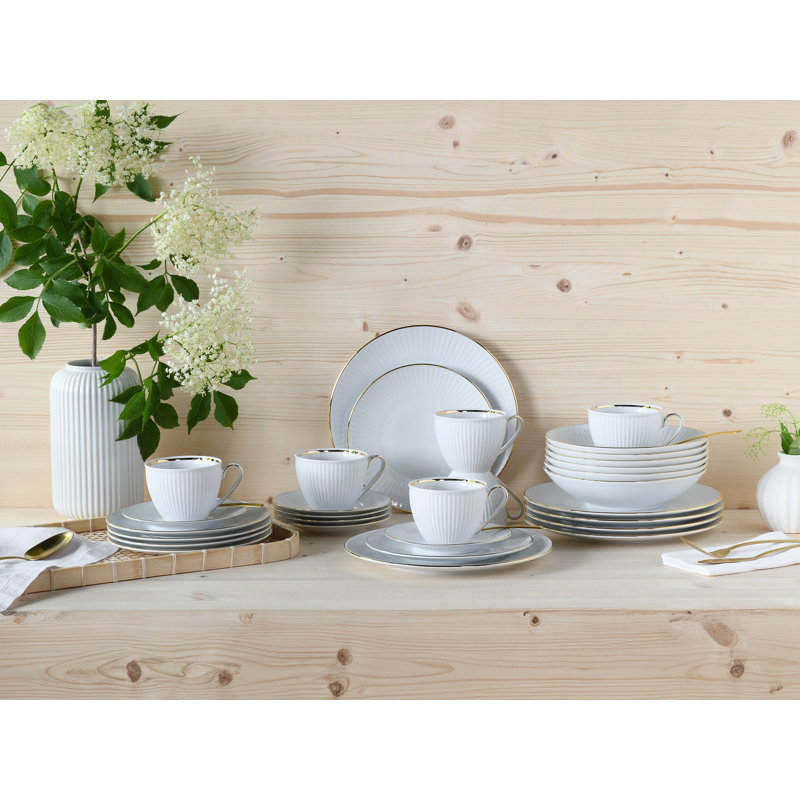 Valencia gold, 30 Piece Dinnerware Set with Mug