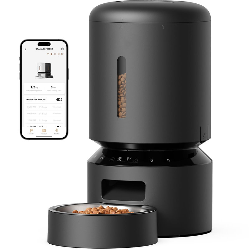 Granary Black Stainless Steel Automatic Pet Feeder with WiFi