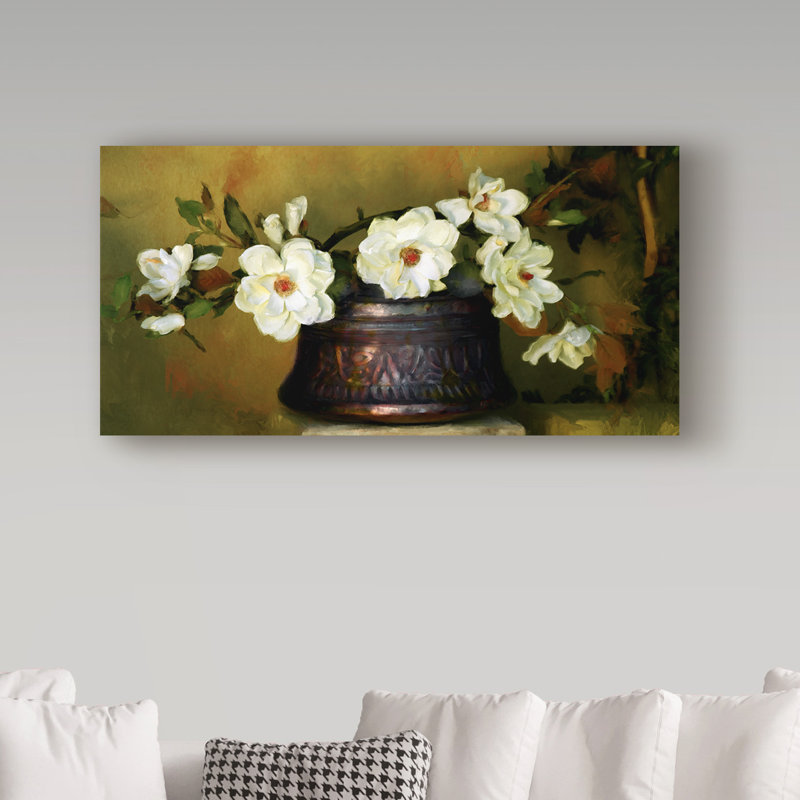 «Magnolias» de Vilho, impression sur toile tendue, H 10 po x l 19 po x P 2 po