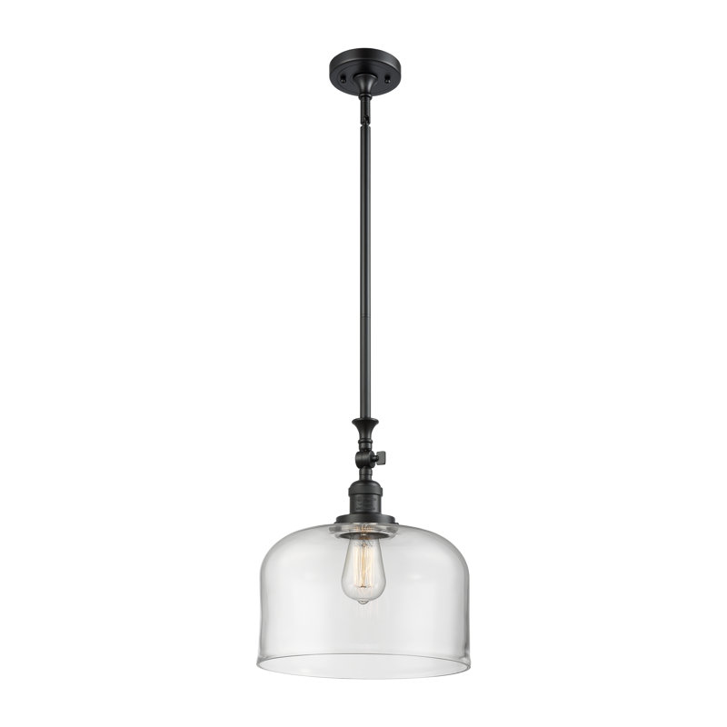 Hiers 1 - Light Single Pendant, Matte Black, Clear, No Bulb Included