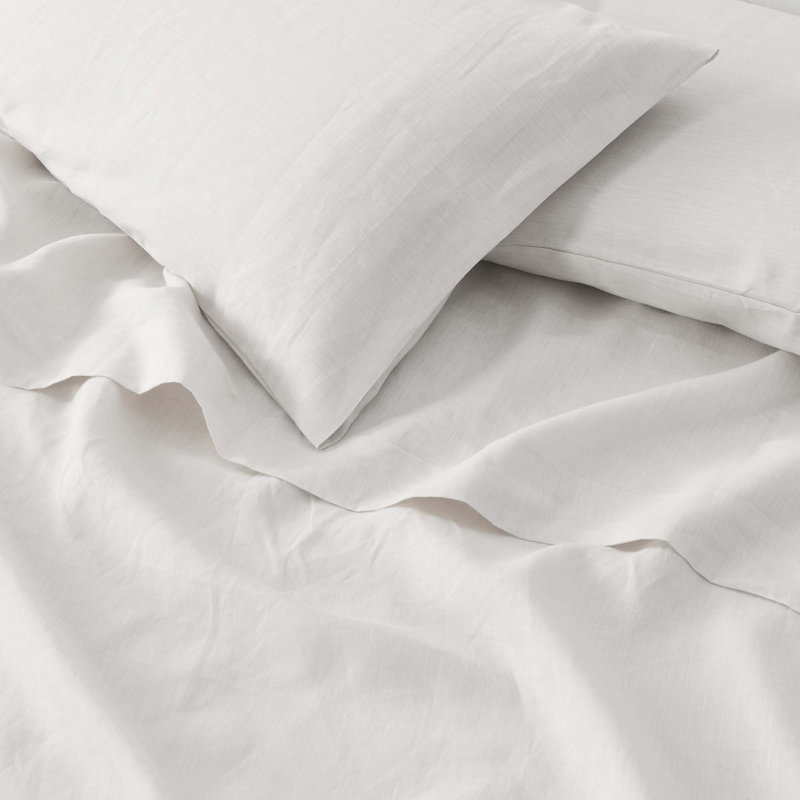 Cloud White Linen Euro Pillowcase Set with Inner Envelope Closure