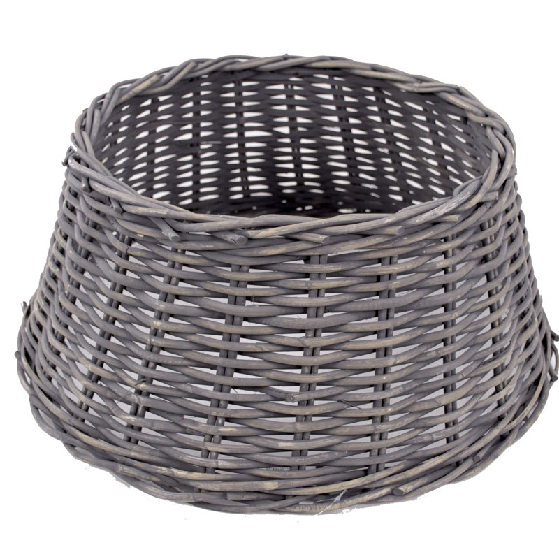 Rattan Artificial Tree Stand For Max. Tree Height 6 - 7.9 Ft., 26cm H x 60cm W x 60cm D, Grey