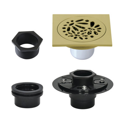 Kingston Brass BSFK6360 Watercourse 4" Square Brass Shower Drain