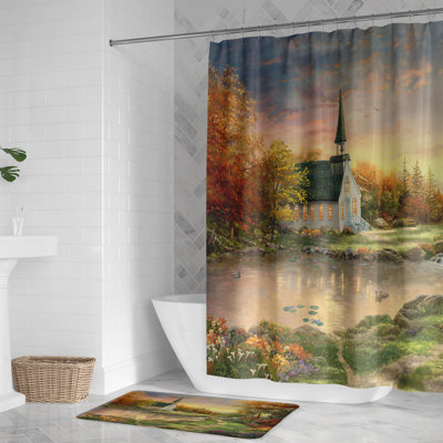 Thomas Kinkade Chapel of Reflection Shower Curtain