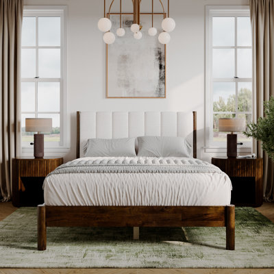 Mavi Solid Wood Upholstered Bed Frame