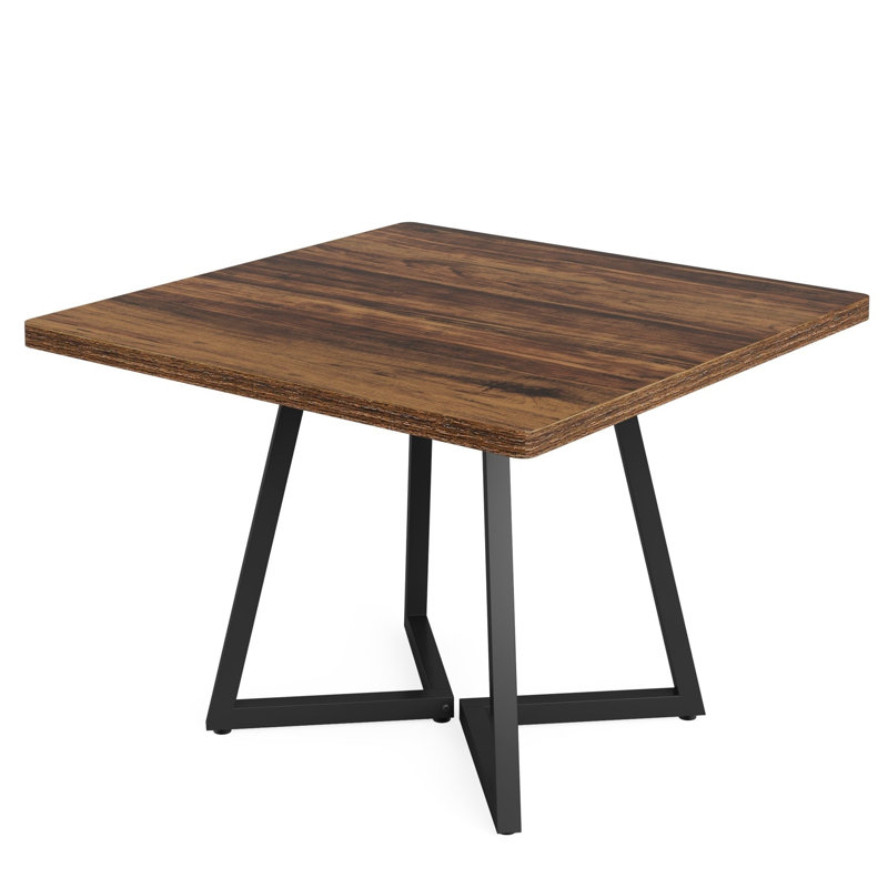 TribeSigns 31.5" Square Dining Table, Wood Kitchen Table for 4, Brown Wood
