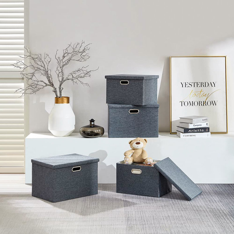 Brayden Studio Bin, Grey, 25 cm H x 39 cm W x 27 cm D