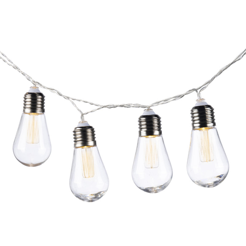 Decorative 10-Light Solar Teardrop Edison-Style String Lights – 6-Foot Vintage-Inspired Outdoor Lighting with Warm White LED Bulbs