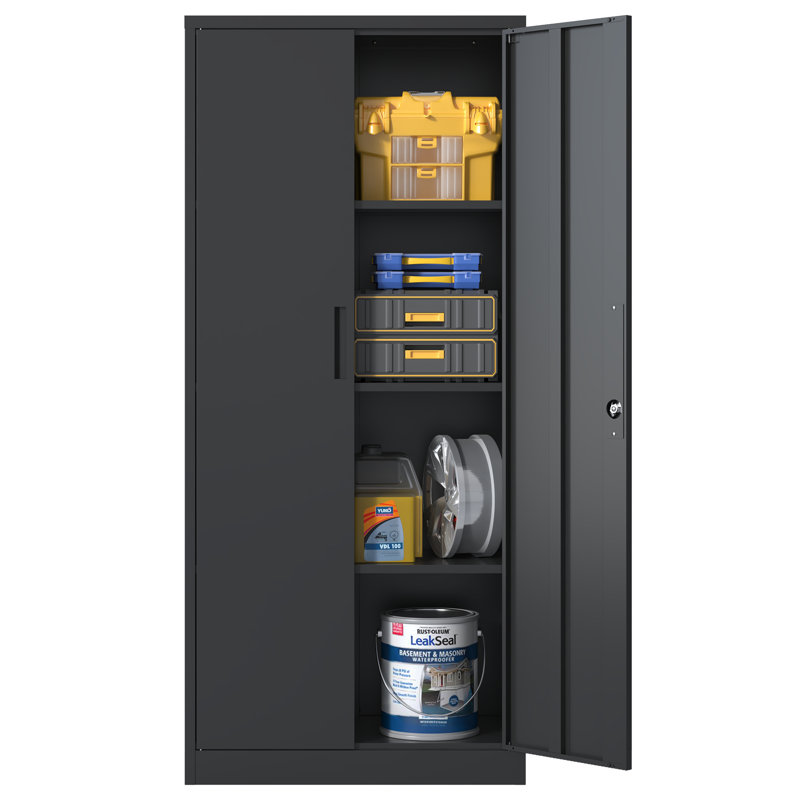 Makeace 71" Heavy-Duty Metal Storage Cabinet with 3 Adjustable Shelves & Lock - Compact Utility Cabinet for Garage, Office, Bathroom, Balcony & Warehouse