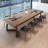 Modern Minimalist Solid Wood Iron Triangle Conference Table with Power Sockets-2023418856