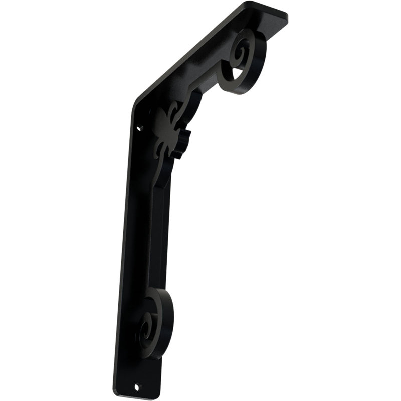 Support en fer forgé Fleur De Lis, H 8 po x l 1,5 po x P 5,5 po, Noir