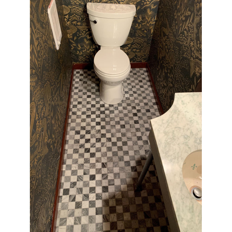 Carrara 11" x 11" Mosaic Pattern Wall Floor Use Tile, White/Black