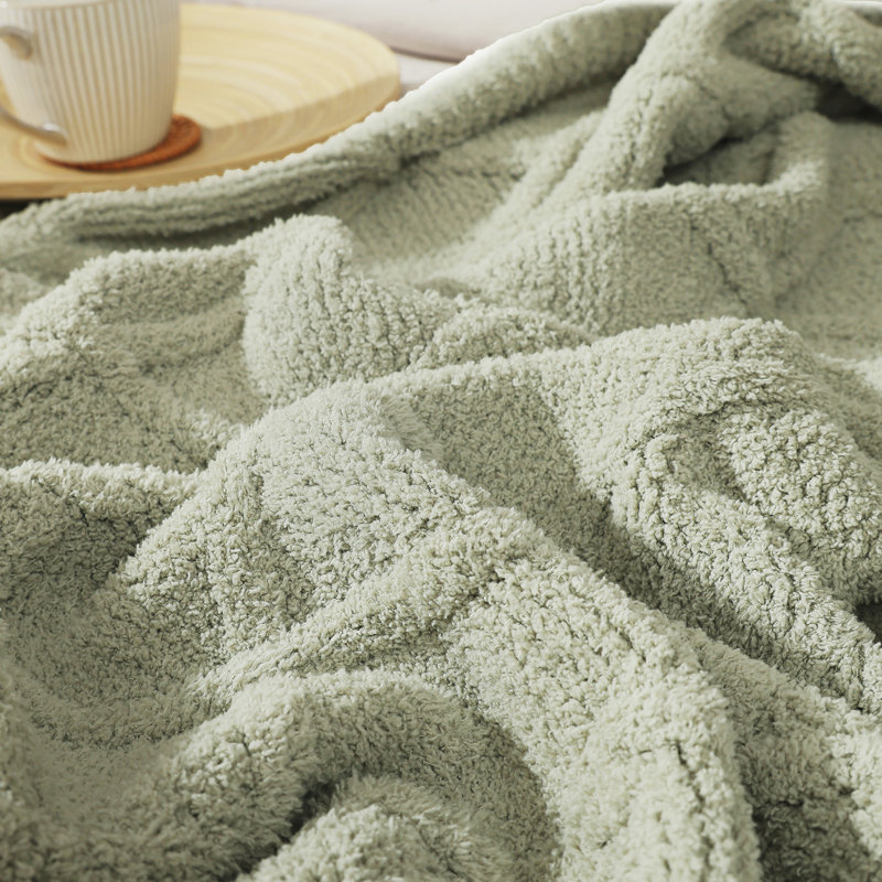 Feather Throw Blanket-Diamond pattern, Sage Green