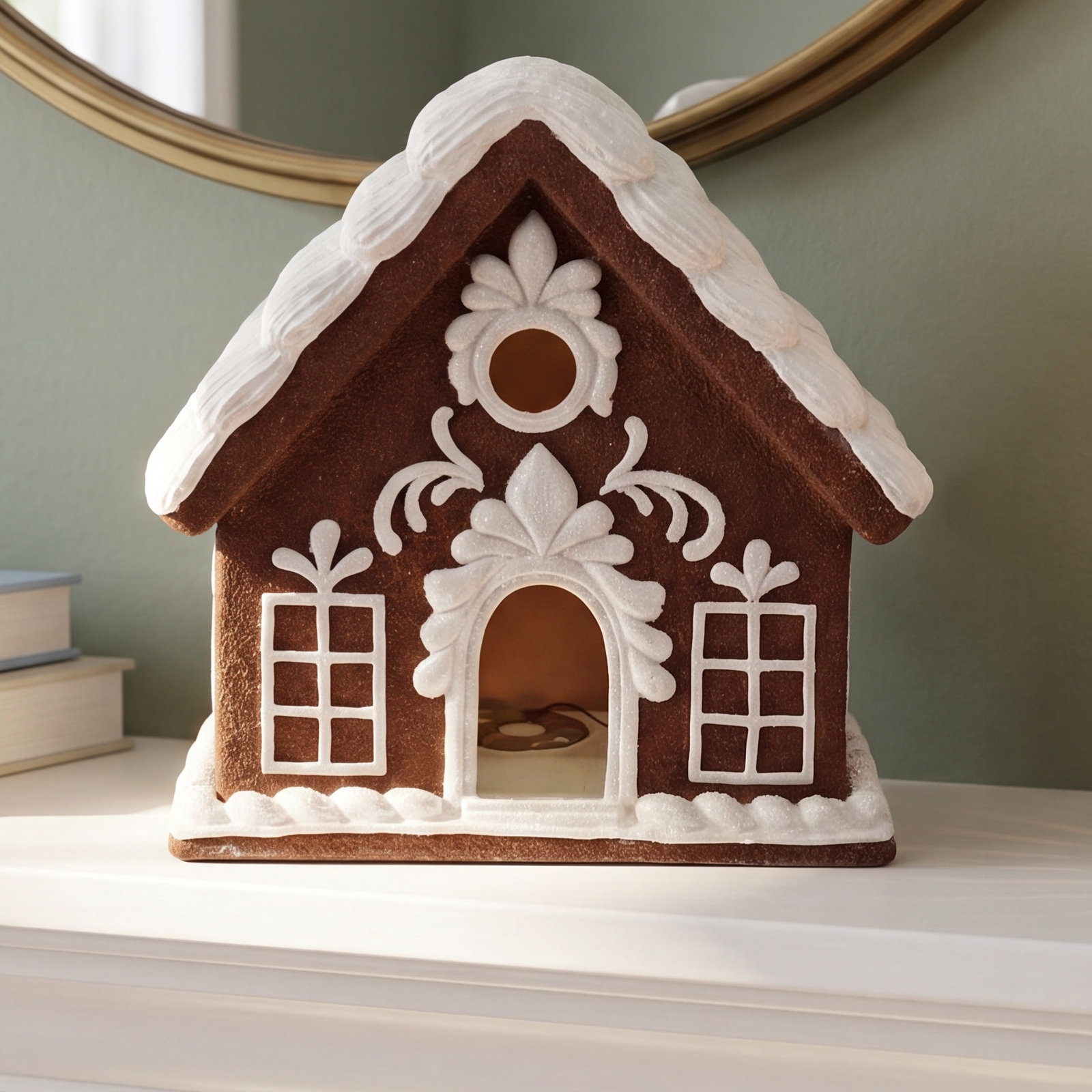 Short Lighted Resin Gingerbread House