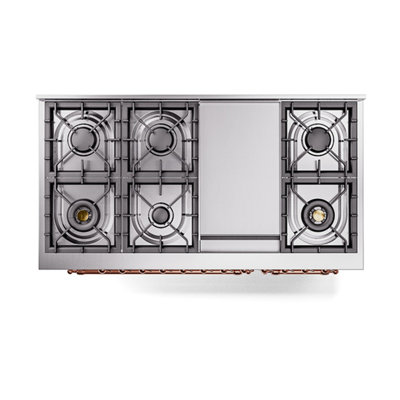 Cuisinière à double combustible de 48 po avec 8 brûleurs scellés (porte vitrée) ILVE Nostalgie II Series Noblesse
