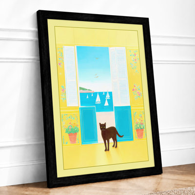 Dog At The Window Modern - Single Picture Frame Print