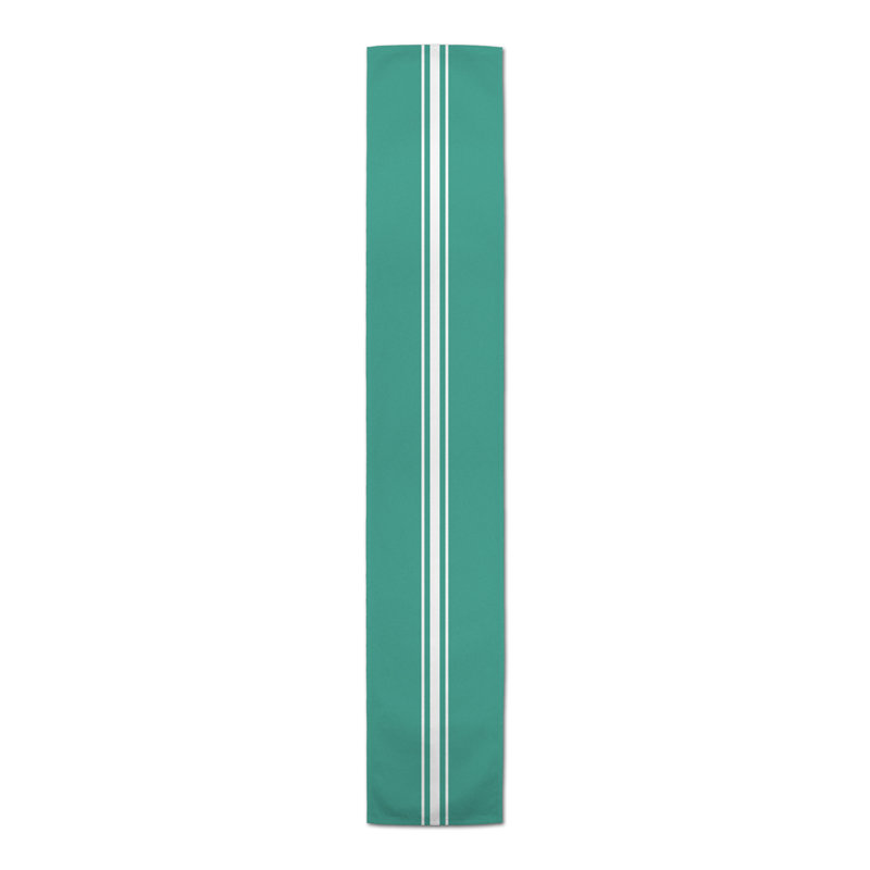 Bundrage Rectangle Striped Polyester Table Runner, 90" x 16", Teal