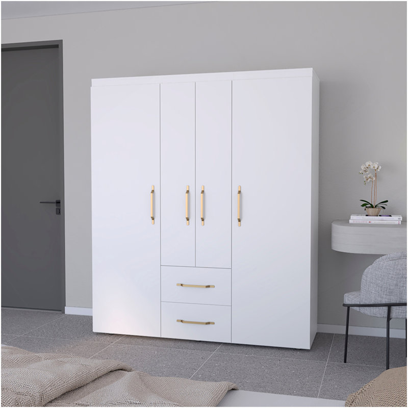 Armoire Elma, chambre à coucher, blanc, Blanc