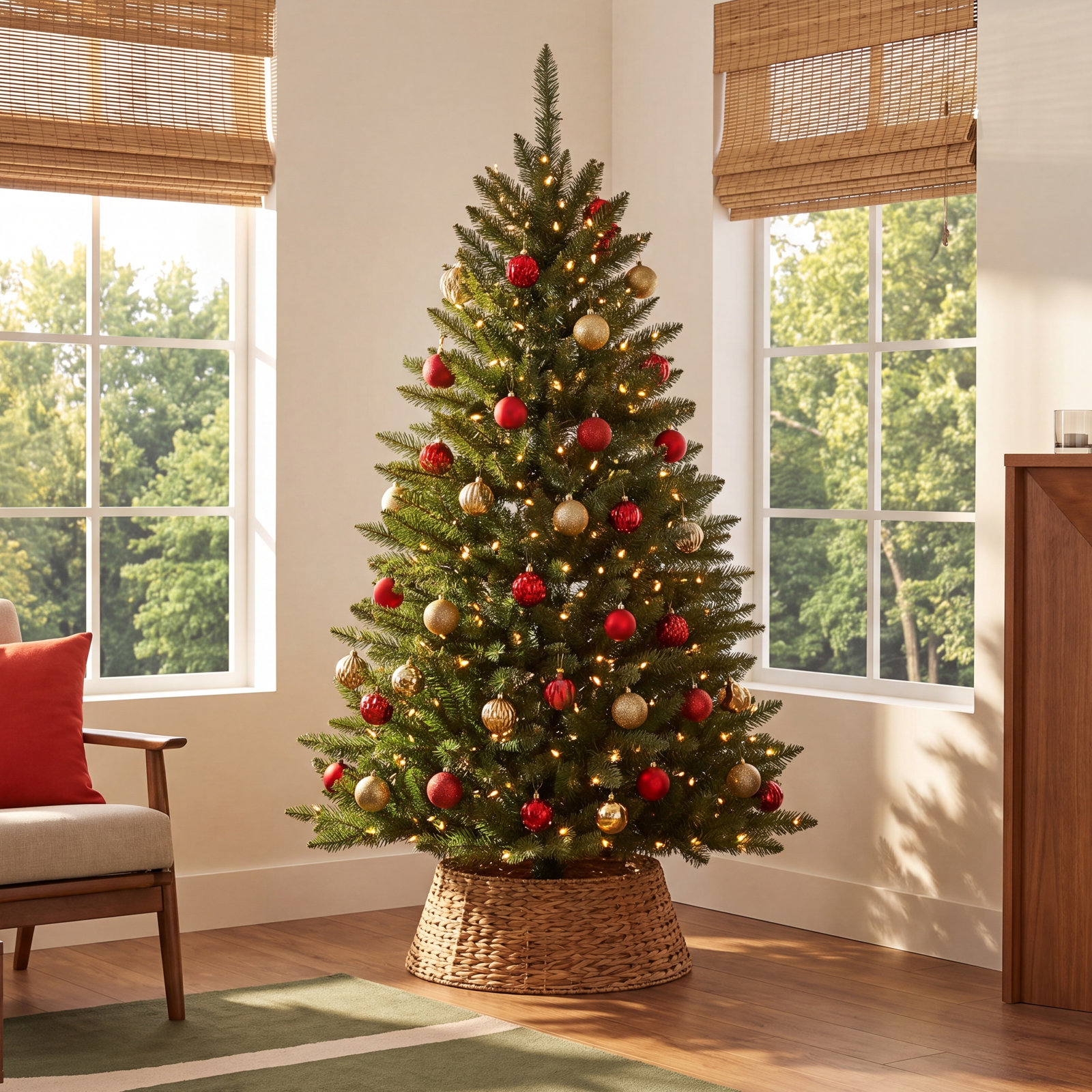 48' Lighted Artificial Fir Christmas Tree