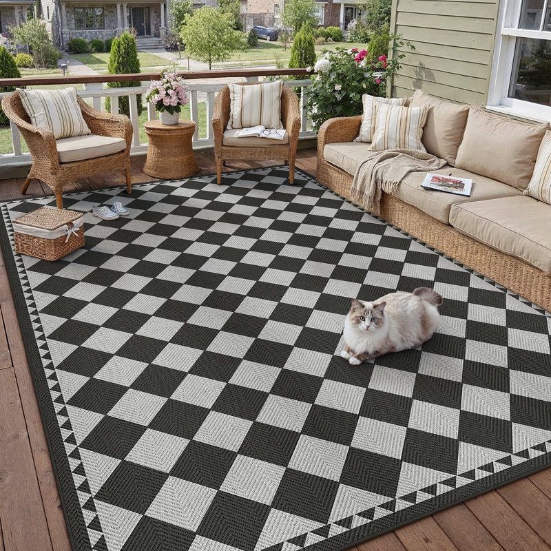  Tapis intérieur / extérieur Geovia, Black/Grey, Rectangle 5' x 8'
