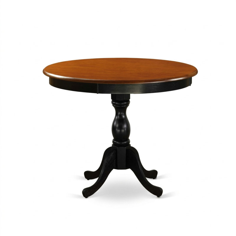 Ensemble de salle à manger rond 3 pièces en bois de cerisier noir