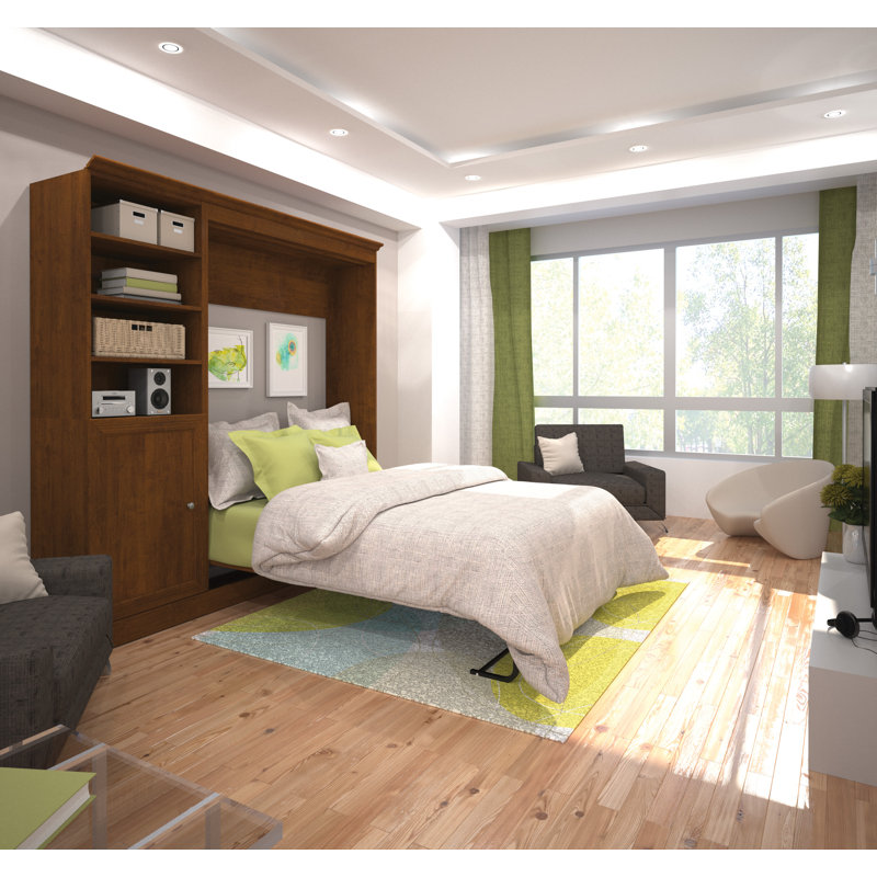 Lit escamotable avec rangement Alvaretta, Blanc, Grand
