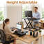 Convertisseur de bureau assis-debout, support pneumatique pour ordinateur portable avec clavier et écran unique, idéal pour les postes de travail informatiques avec ordinateur portable et écran unique. Dimensions pour utilisation au bureau.