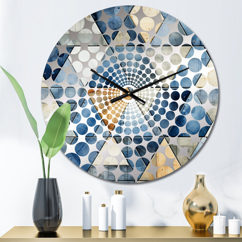 Rustic Cobalt Triangle Symphony - Horloge murale géométrique, Petit