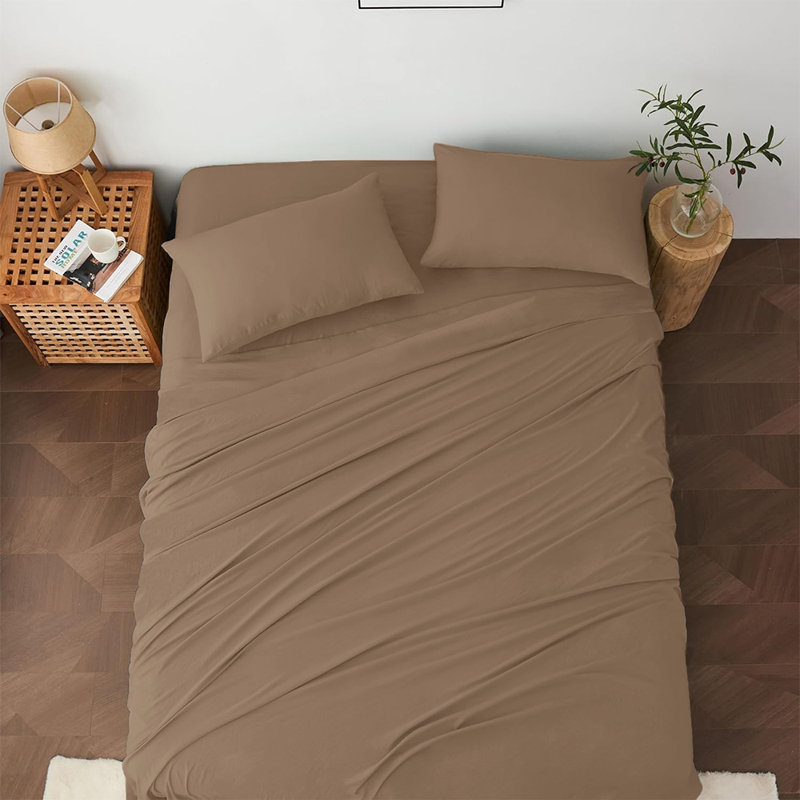 Nahama 100% Cotton Machine Woven Flat Sheet, Super King (6'), Beige