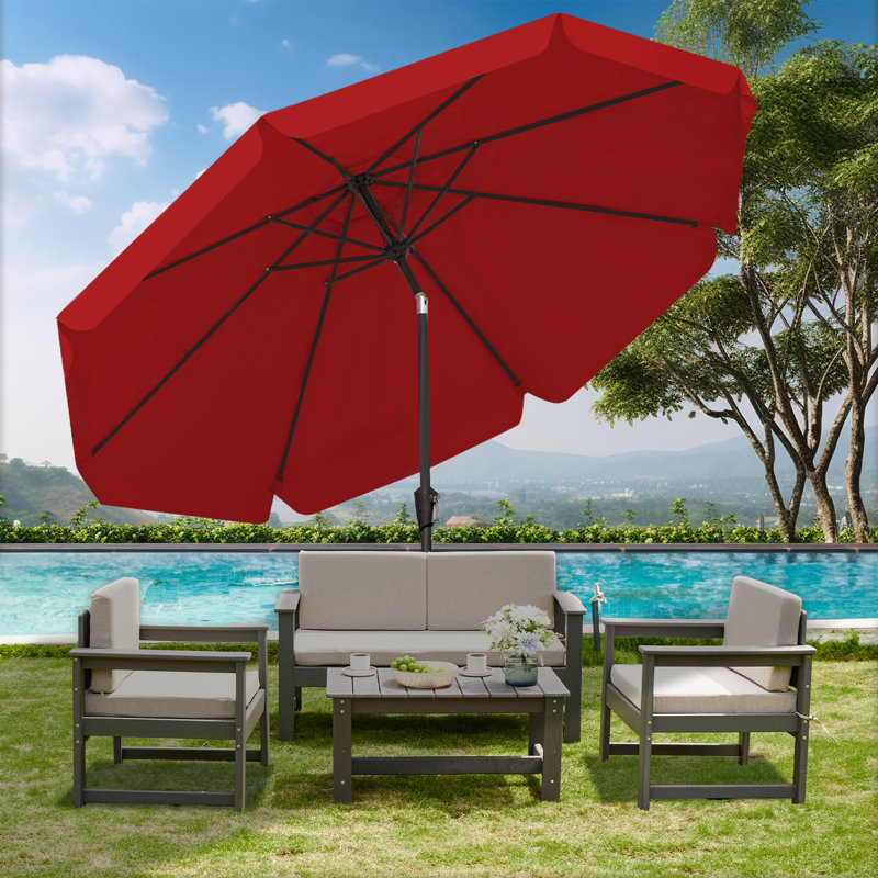 Parasol de marché pour l'extérieur, H 100 po x l 120 po x P 120 po, Rouge