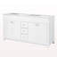 Armoire de meuble-lavabo 58 po seulement, 3 tiroirs et 4 portes (2 avec tablettes à double couche), pieds en bois massif, fermeture en douceur, blanc