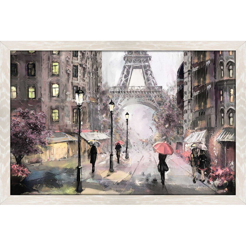 «Paris Streets II», reproduction encadrée, H 27,5 po x l 39,5 po x P 0,75 po, Cadre crème délavé