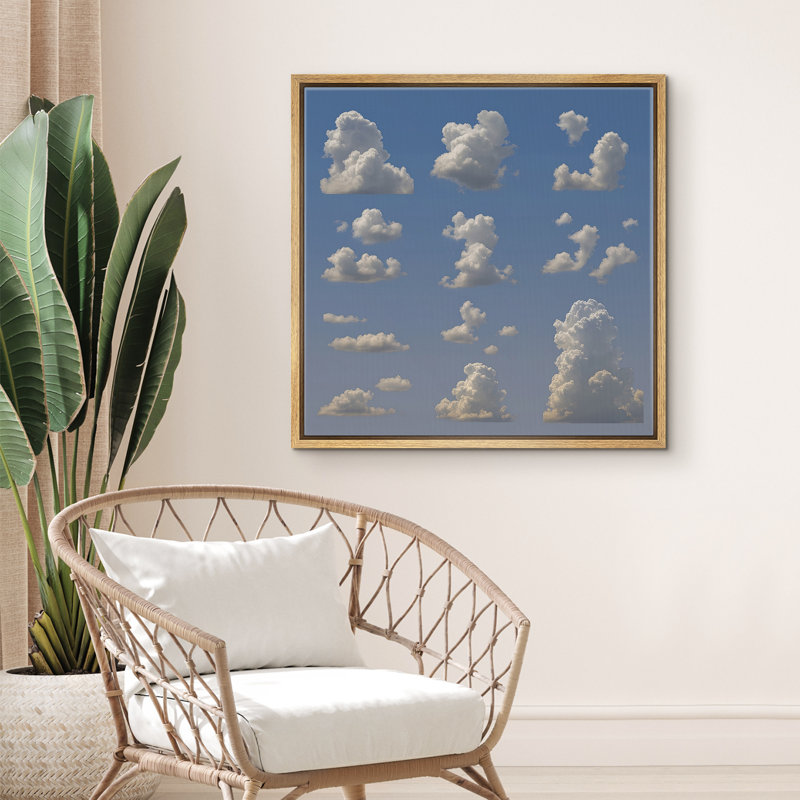 Clouds Wall Art, impression sur toile encadrée, décoration murale de chambre à coucher, Naturel, H 16 po x l 16 po