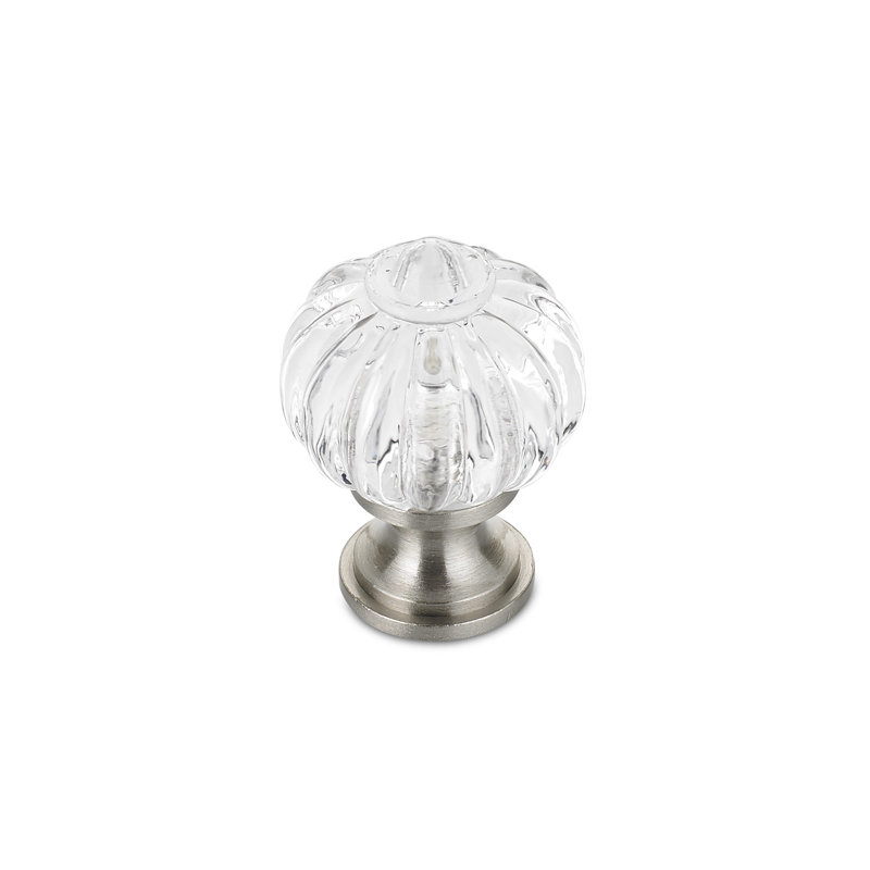 Expression 1 3/32" Diameter Round Knob, Clear/Brushed Nickel