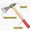 Hachette de camping - Hache Tomahawk de 15,5 po avec lame en acier au carbone forgé avec une lame incurvée de 4,5 po - Hache de camp à poignée en hickory des États-Unis pour fendre du bois et des piquets à marteler 