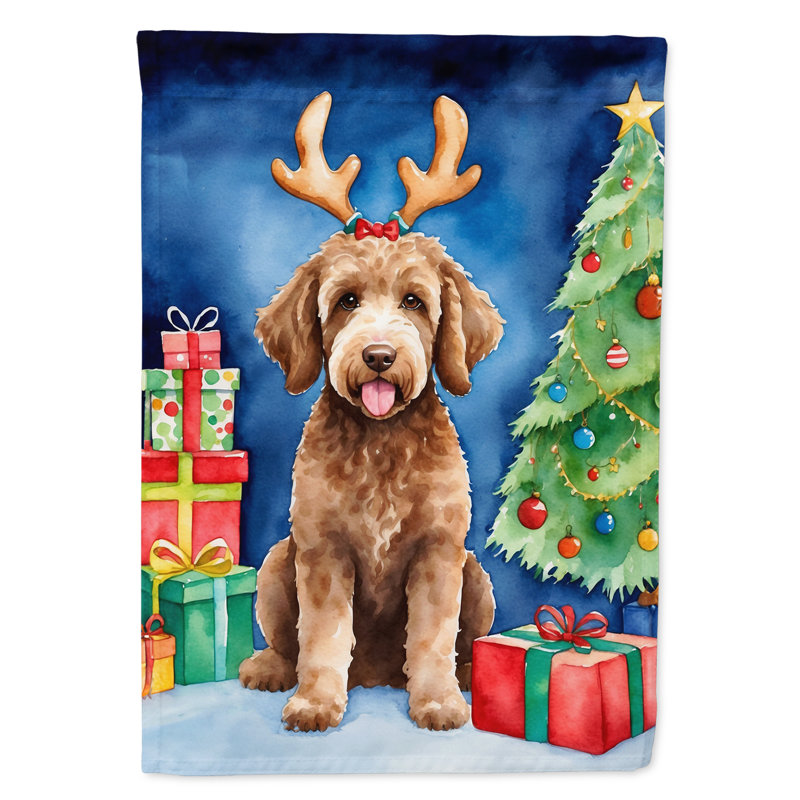 Drapeau de Noël renne de jardin, Labradoodle