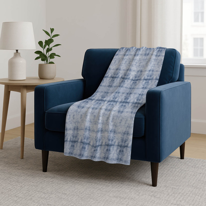 Jeté géométrique Addison Sherpa ASB799, Bleu