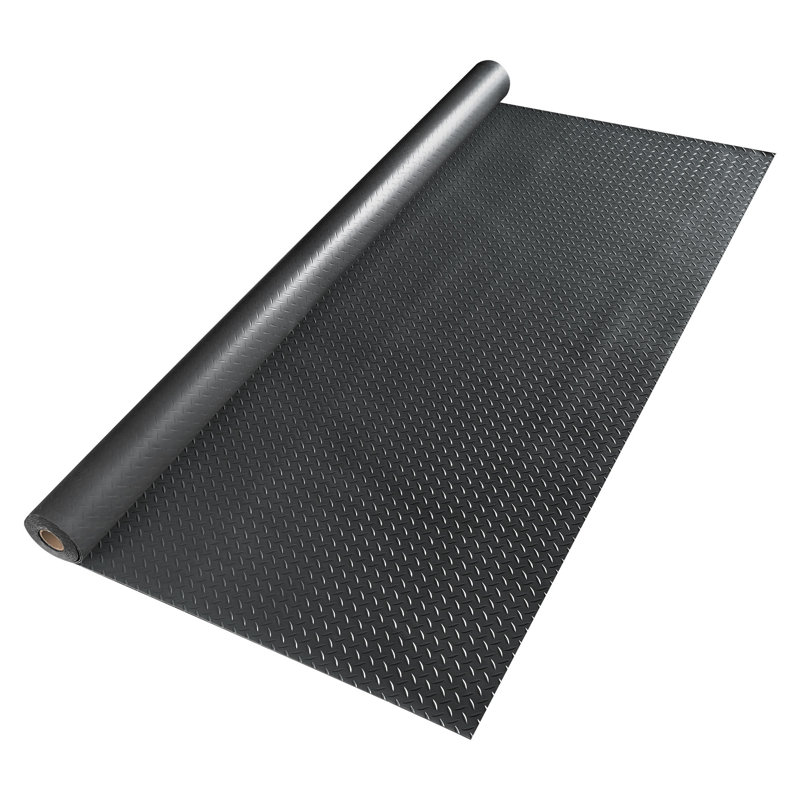 Tapis de garage Garage Diamond Protège-remorque PVC 2,5 mm d'épaisseur 4,6 x 20 pi, Noir