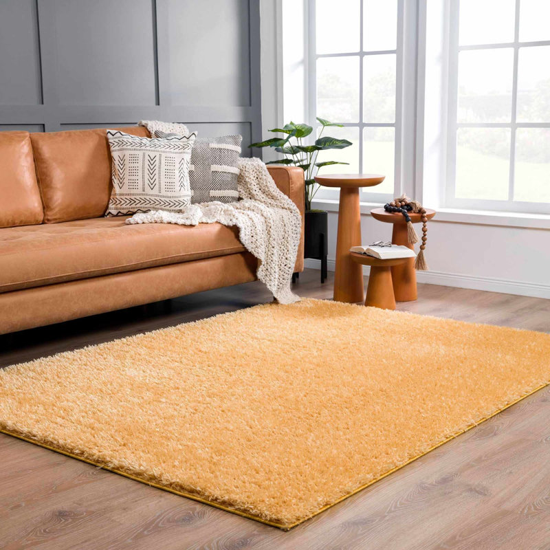 Tapis orange à poils longs Brandale, Rectangle 6 pi 7 po x 9 pi