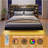 Floating Queen Bed Frame With LED Light And Bookcase