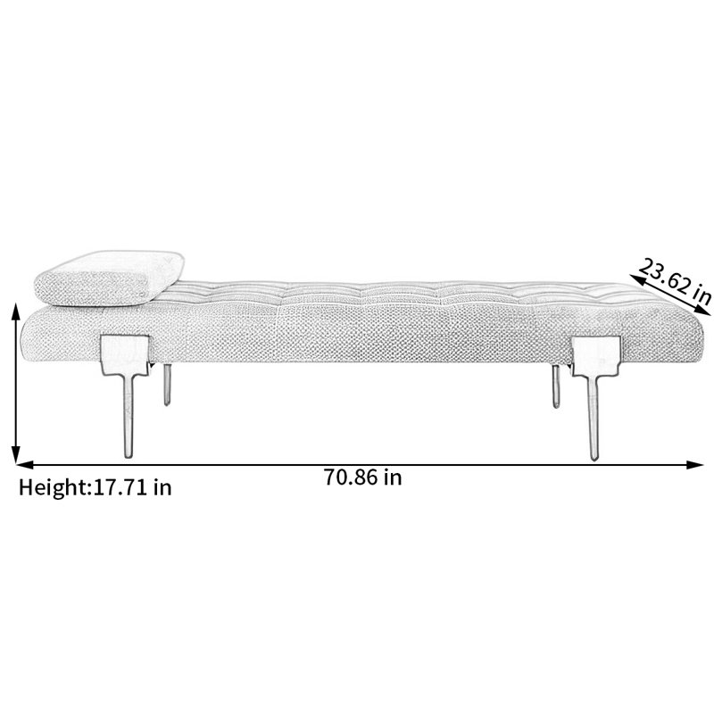 Banc de rangement Birsen, H 19,68 po x l 70,86 po x P 23,62 po