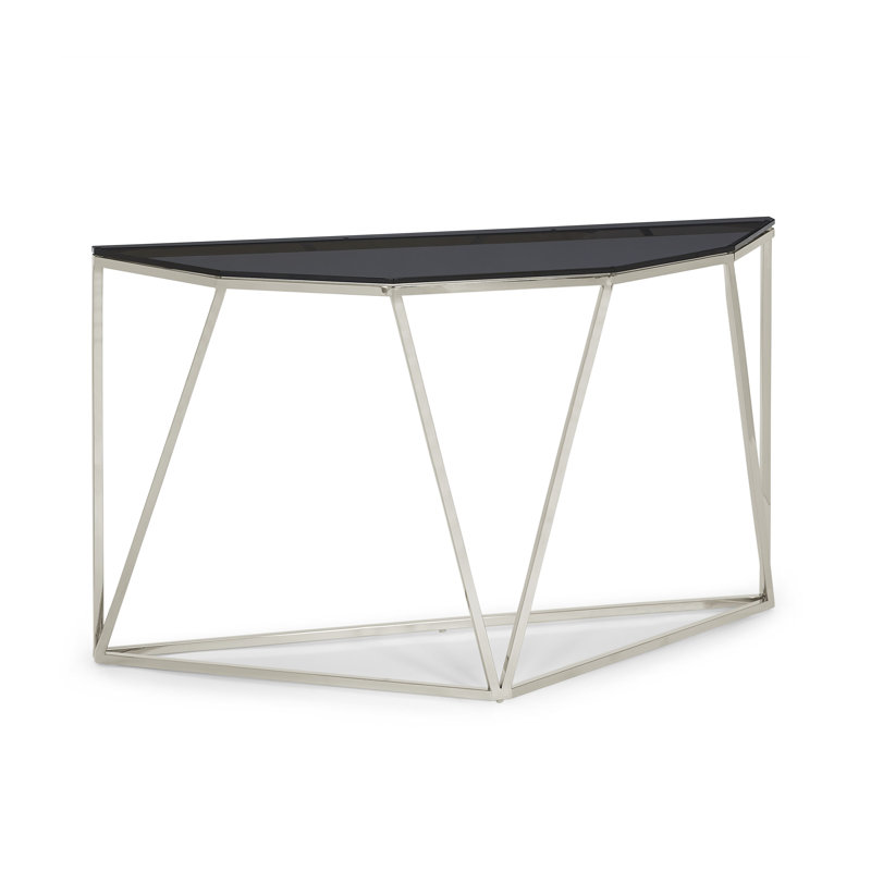 Modus Aria 55'' Smoked Glass & Polished Steel Console Table
