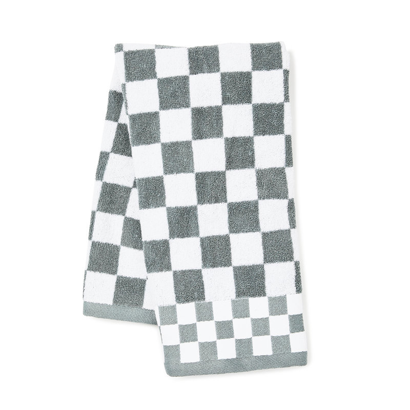 Plum Check Hand Towel, Silver/Gray/White