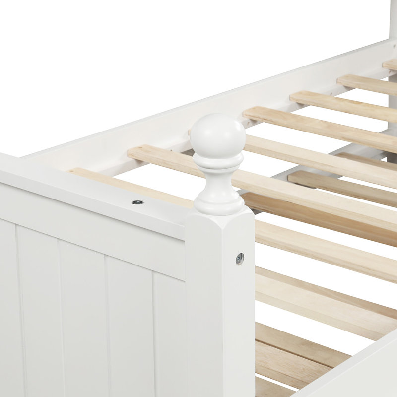 Lit de jour simple en bois avec lit gigogne simple (blanc)