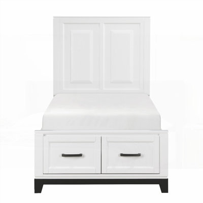 Lit plateforme simple en bois avec rangement - Finition blanche & amp; Aucun sommier tapissier requis