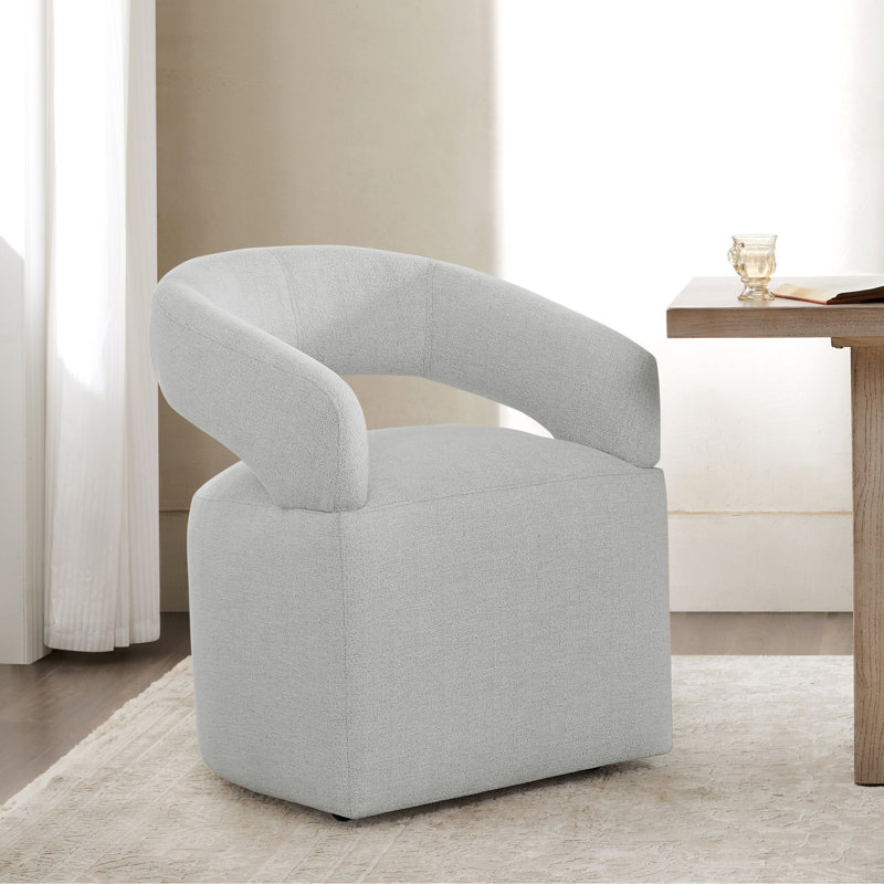 Doley Performance Fabric Dining Chair with Hidden Casters, Light Gray