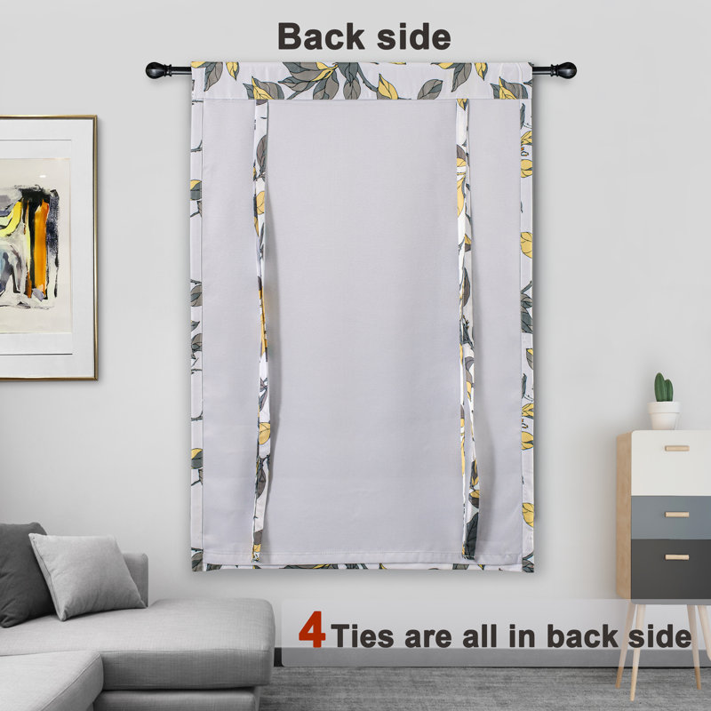 Abdouallah Blackout Curtain Single Panel, Yellow/Gray, 39" W x 55" L