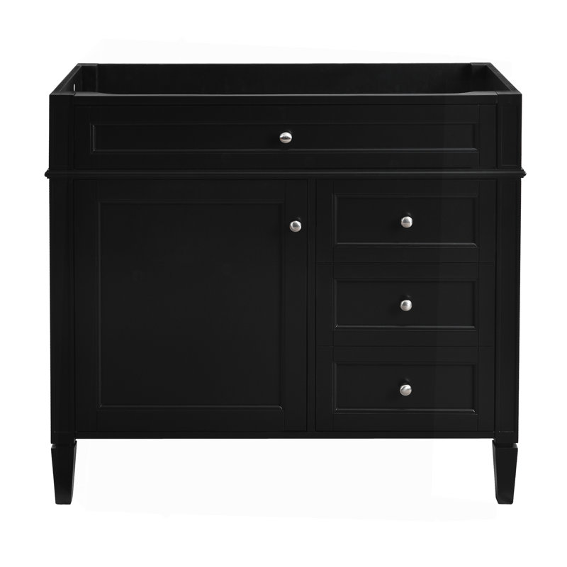 Meuble-lavabo de 36 po sans lavabo supérieur, armoire de rangement moderne avec 2 tiroirs et un tiroir basculant, structure en bois massif (n'inclut pas le lavabo)